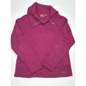 Merrell Women's‎ Magenta Wool Blend Cowl Neck Button Pullover Sweater Top L